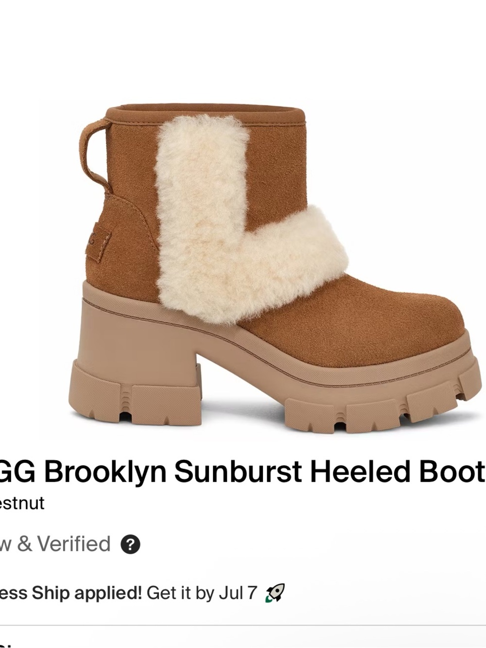 UGG Brooklyn sunburst heeled boot Chunky-Heel Shearling Ankle Boot